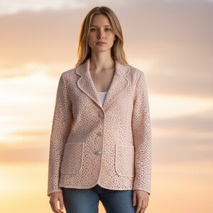 Susan Graver NEW Linen Jacket Size M in Excellent condition Embroidered Fabric